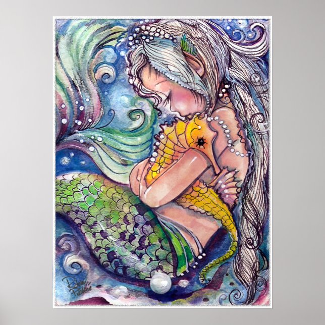 Poster Un câlin par jour, Mermaid et Seahorse (Devant)