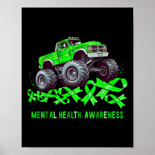 Poster Un camion monstre passe sur un ruban Sensibilisati