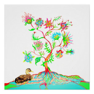 Poster Un canard et un arbre de vie