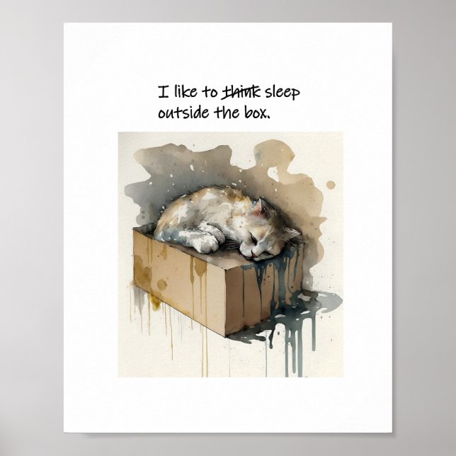 Poster Un Chat Qui Aime Dormir Dehors De La Boîte (Devant)