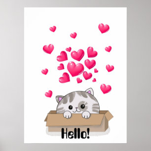 Poster Un chaton mignon qui regarde hors d'une boîte