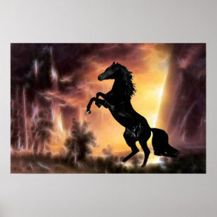 Poster Un cheval de Stallion friésien