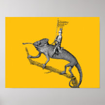 Un chevalier chevauchant un caméléon