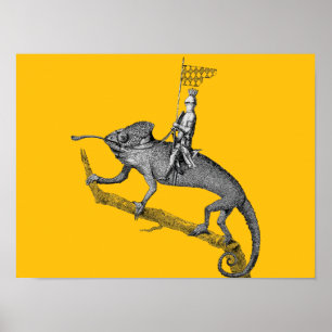 Poster Un chevalier chevauchant un caméléon