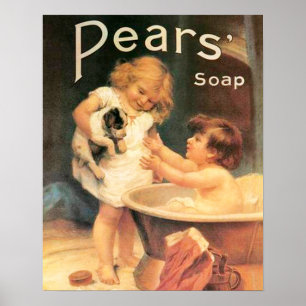 Poster Un chiot prenant un bain