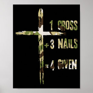 Poster Un Chrétien Une Croix Plus Trois Clous Égale Pardo
