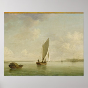 Poster Un claquer sous la voile dans une brise légère en