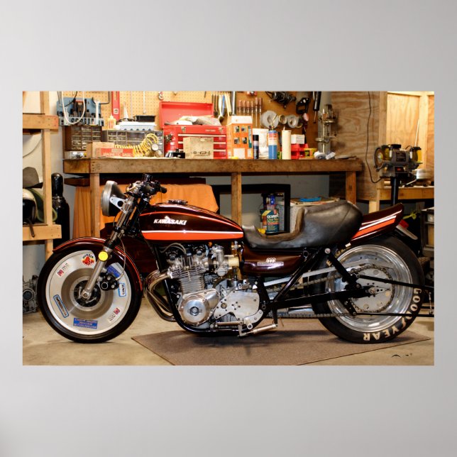 Poster Un classique Kawasaki 1974 Z1 modifié Drag Bike (Devant)