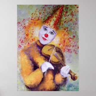 Poster Un clown doux jouant du violon