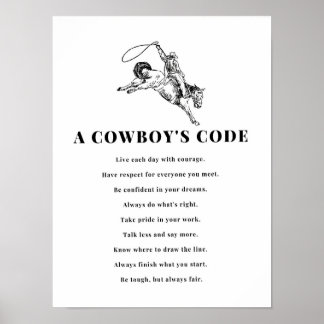 Poster Un Code de Cowboy Impression, Noir et Blanc, Far W