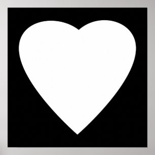 Poster Un coeur d'amour noir et blanc.