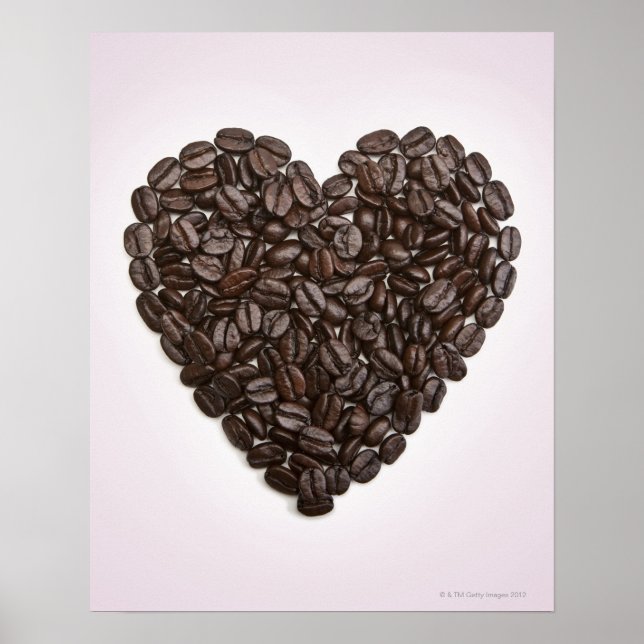 Poster Un coeur fait de grains de café (Devant)
