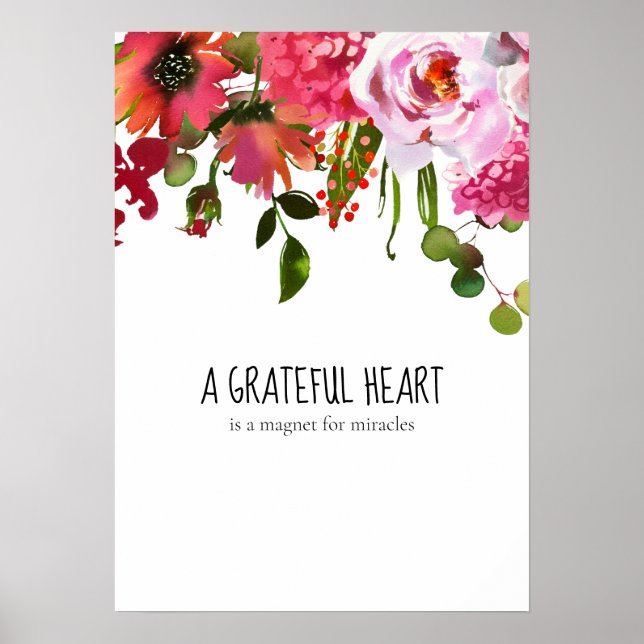 Poster Un coeur gracieux Inspirationnel Floral (Devant)