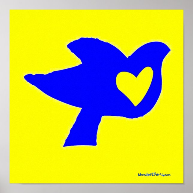 Poster un coeur pour l'Ukraine en Jaune (Devant)