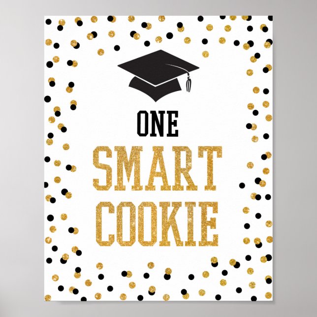 Poster Un Cookie Intelligent Noir & Or Signe de Graduatio (Devant)