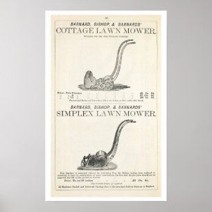Poster Un cottage et une tondeuse à gazon recto,