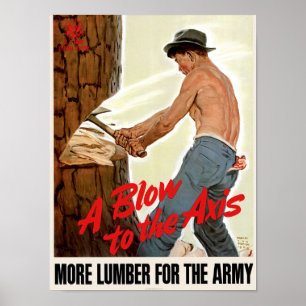 Poster Un coup au ~ d'axe plus de bois de charpente pour