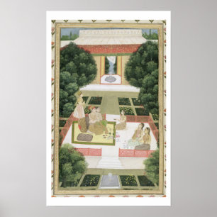 Poster Un couple dans un jardin écoutant la musique avec