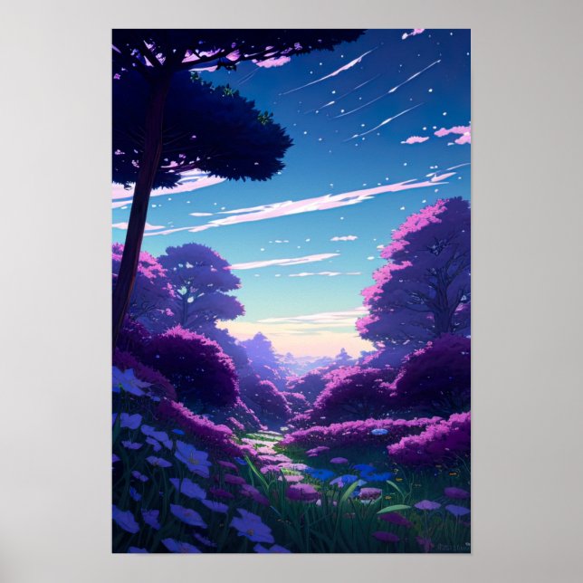 Poster Un crépuscule mystique, une vue d'en haut (Devant)