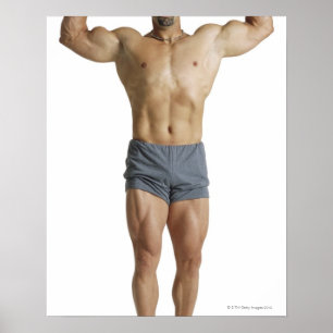 Poster un culturiste masculin caucasien adulte tient le