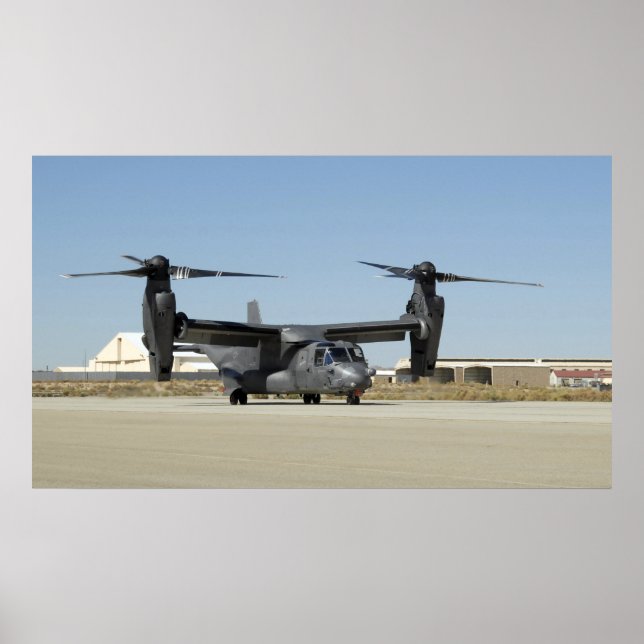 Poster Un CV-22 Osprey se prépare au décollage (Devant)