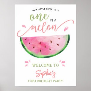 Poster Un dans la pastèque Melon Accueil d'anniversaire