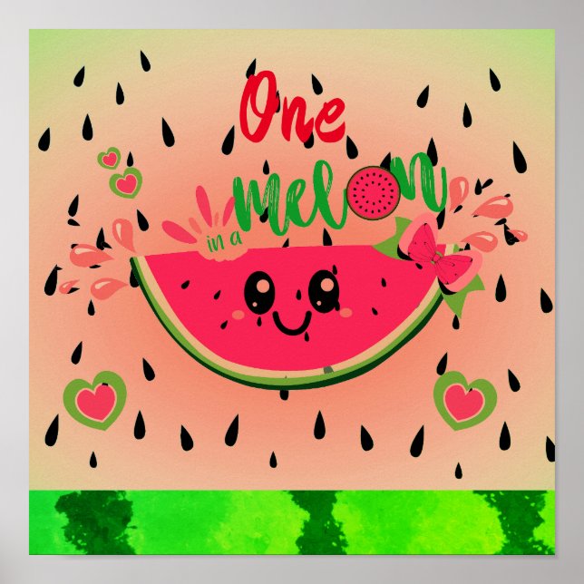 Poster Un Dans Un Melon Watermelon Graines Pastel Green P (Devant)