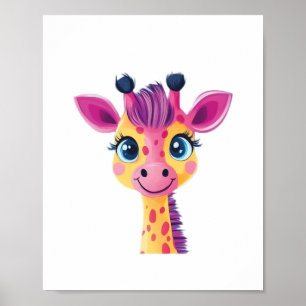 Poster Un design joyeux et fantaisiste d'un jeune girafe
