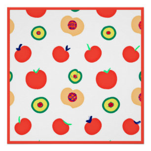 Poster Un design Motif de fruits aux pommes vibreux