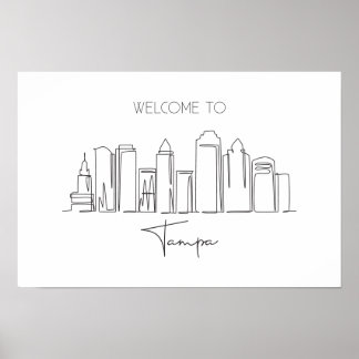 Poster Un Dessin En Ligne Continu De Tampa Skyline