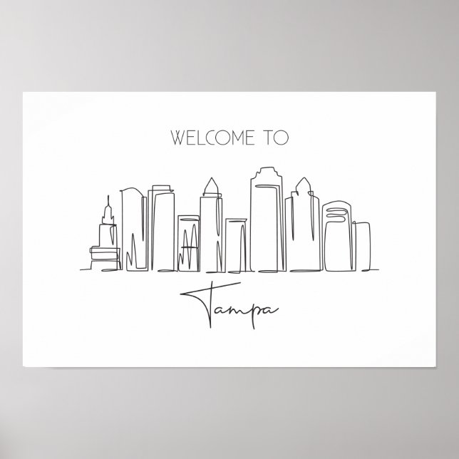 Poster Un Dessin En Ligne Continu De Tampa Skyline (Devant)