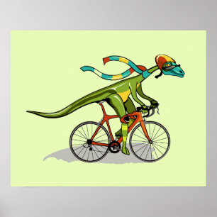 Poster Un Dinosaure Anabisetia À Vélo.