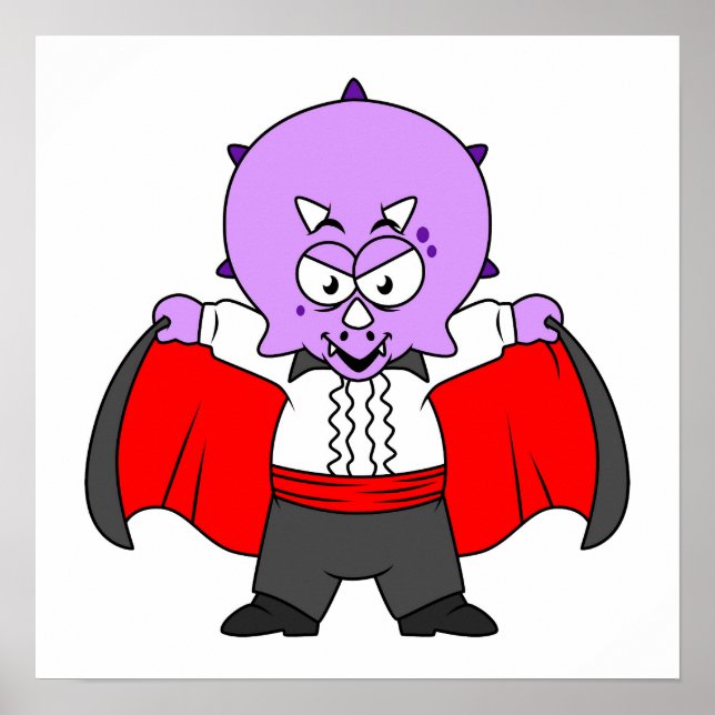 Poster Un Dinosaure De Ceratops Habillé Comme Comte Dracu (Devant)