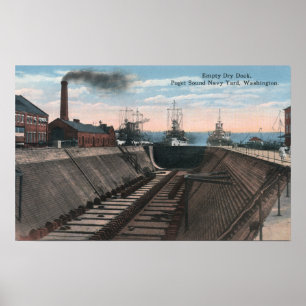 Poster Un dock sec vide, chantier naval de marine