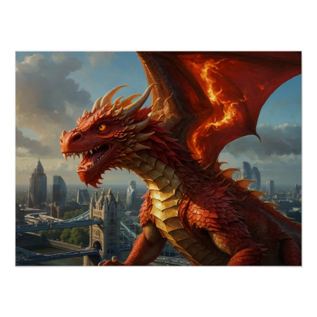 Poster Un dragon gallois rouge terrorisait Londres (Devant)