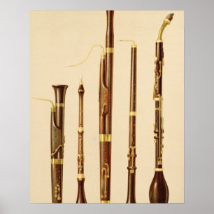 Poster Un dulcian, un hautbois, un basson, un caccia de