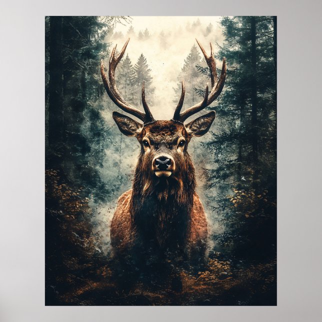 Poster Un élan spectaculaire dans les bois (Devant)