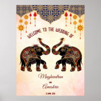 Un éléphant indien orné signe de bienvenue mariage