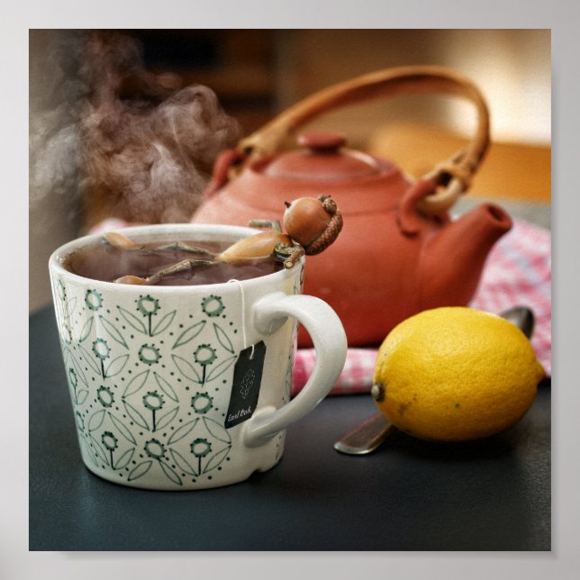 Poster Un elfe de maïs se reposant dans un bain à thé (Devant)