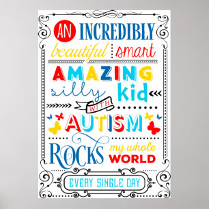 Poster Un Enfant Avec L'Autisme Frappe Ma Typographie Mon