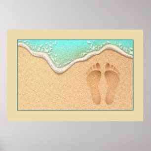 Poster Un ensemble de empreintes dans le sable