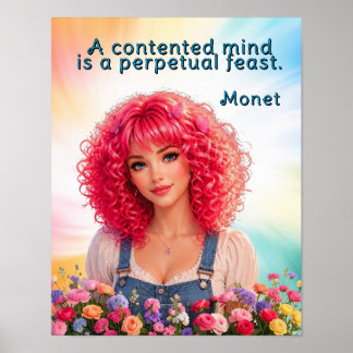Poster Un esprit satisfait est un festin perpétuel Citati