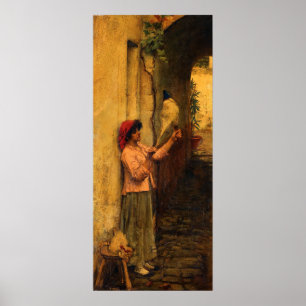 Poster Un fileur de lin napolitain par Waterhouse