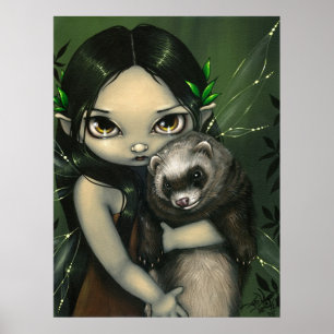Poster Un furet et sa fée ART IMPRIMER imaginaire furets