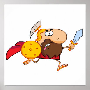Poster Un Gladiateur Spartiate drôle en marche