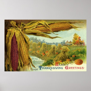 Poster Un grand Thanksgiving ; Corn indien et Haystaches