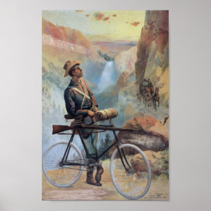 Poster Un homme à vélo, Parc national de Yellowstone Vint