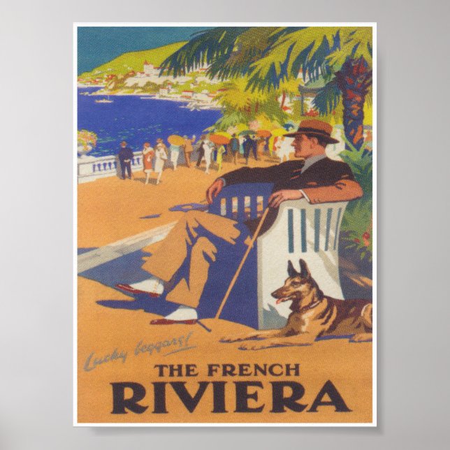 Poster Un homme Dapper de la Riviera française avec un Vi (Devant)
