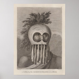 Poster Un homme des îles Sandwich dans un masque - c. 178