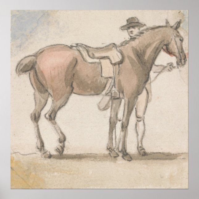 Poster Un homme et un cheval sauté - Paul Sandby - c1800 (Devant)